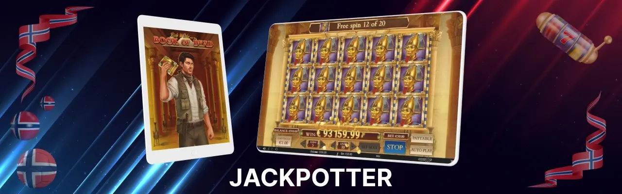 Jackpotter på spilleautomaten book of dead