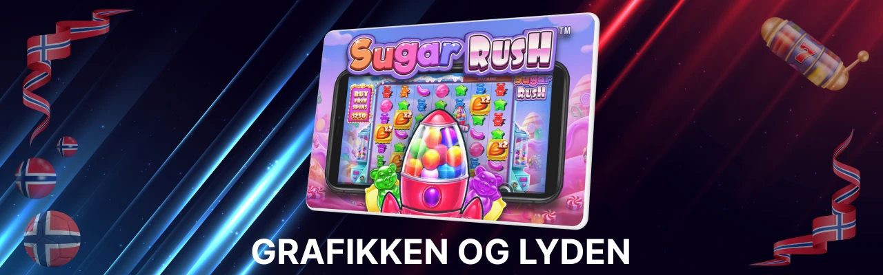 Grafikken og lyden på spilleautomaten sugar rush