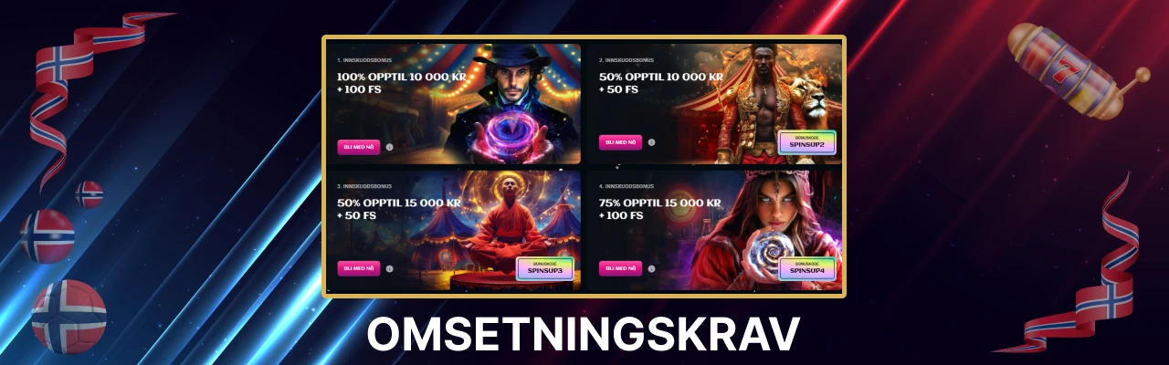 Omsetningskrav hos spinsup casino
