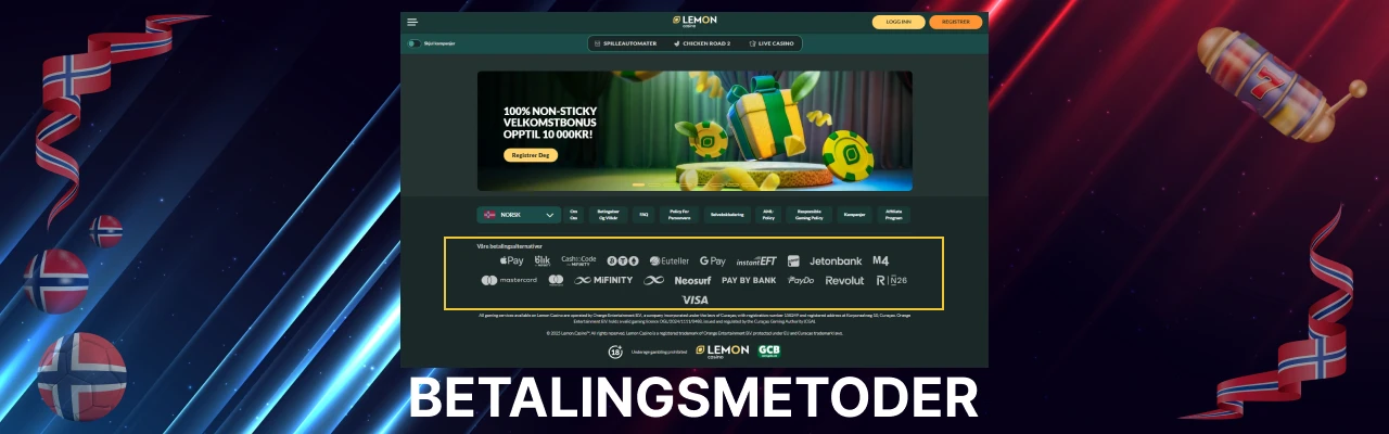 Lemon casino betalingsmetoder